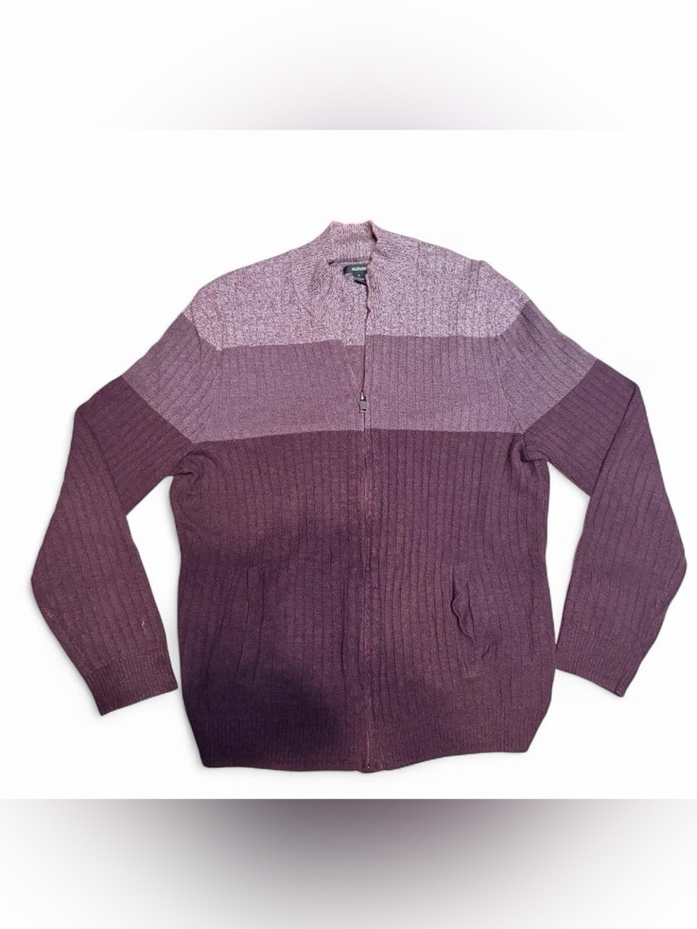 Alfani Men's Zip-Up Gradient Knit Sweater - Plum Tones